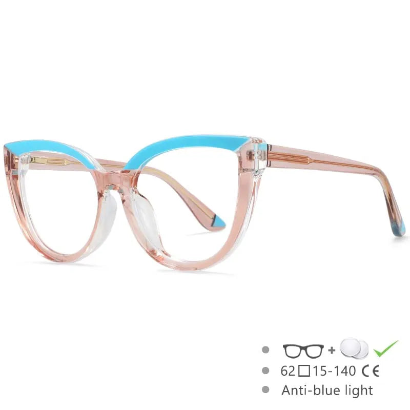 blue pink frame Ladies Retro Large Frame Reading Glasses