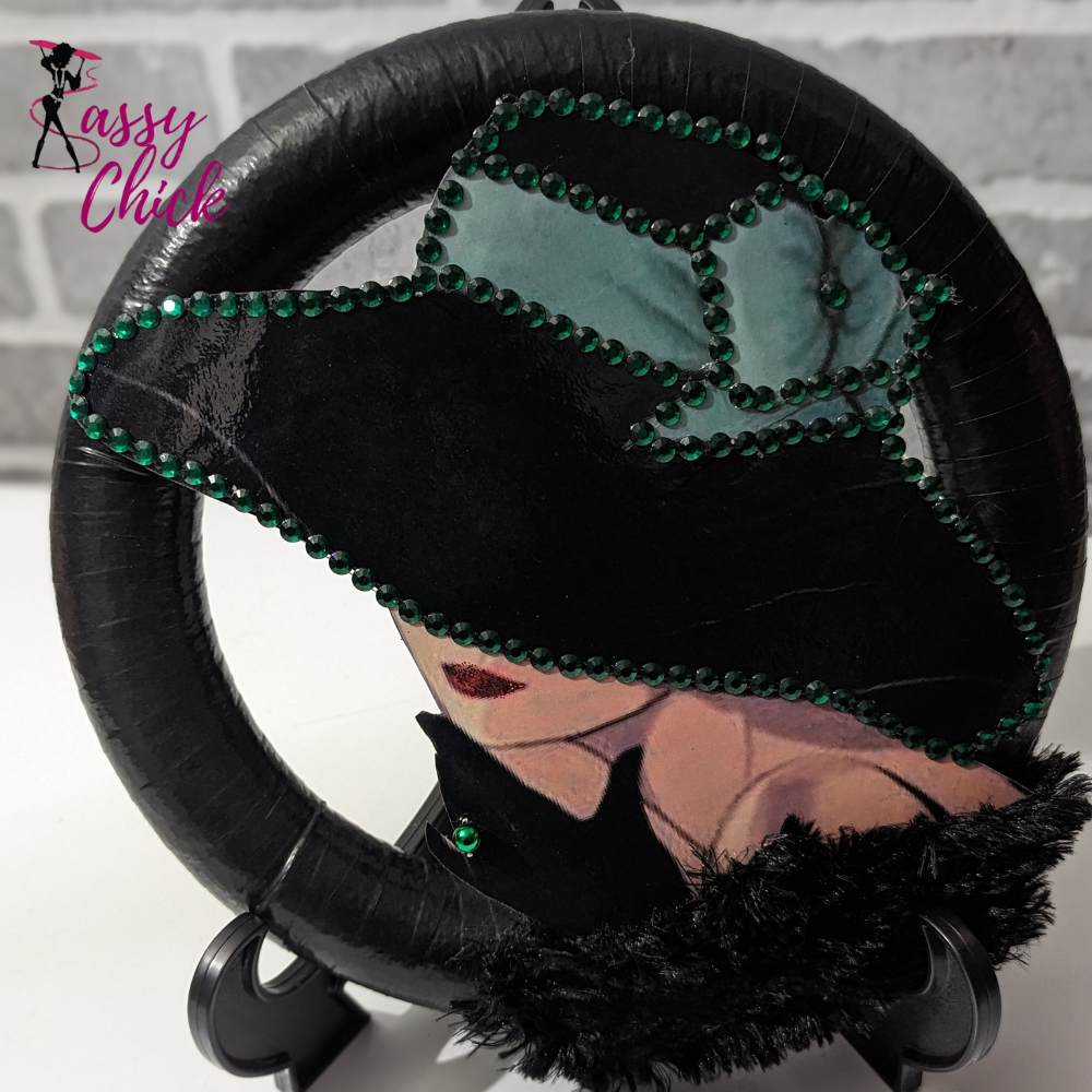Lady Black Hat Wreath Sassy Chick Logo