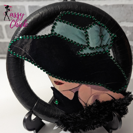 Lady Black Hat Wreath Sassy Chick Logo