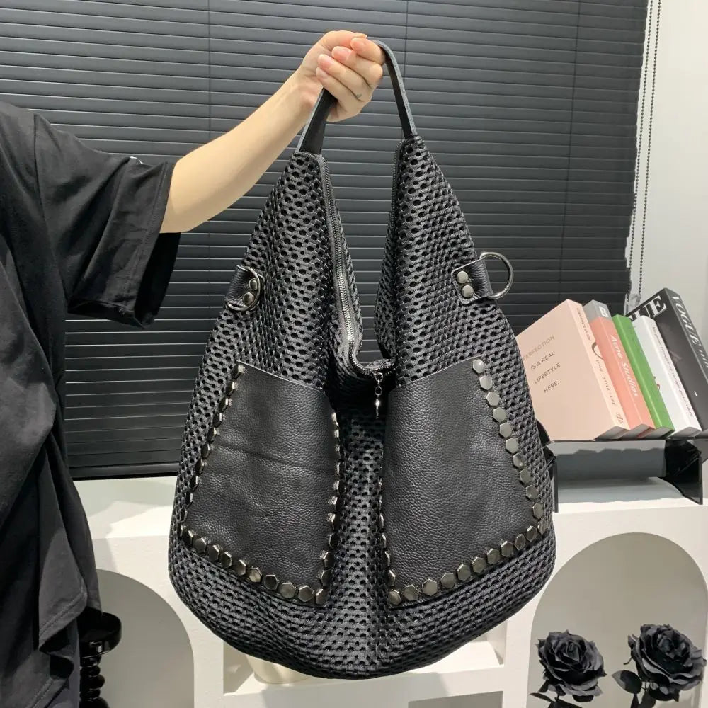 Holding Large Capacity Retro Mesh Handbag