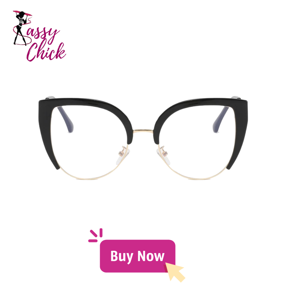 Large Cat Eye Anti Blue Light Photochromic Radiation Reading Glasses sassy chick logo