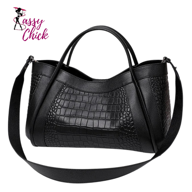 Large Crocodile Pattern Handbag Sassy Chick Logo
