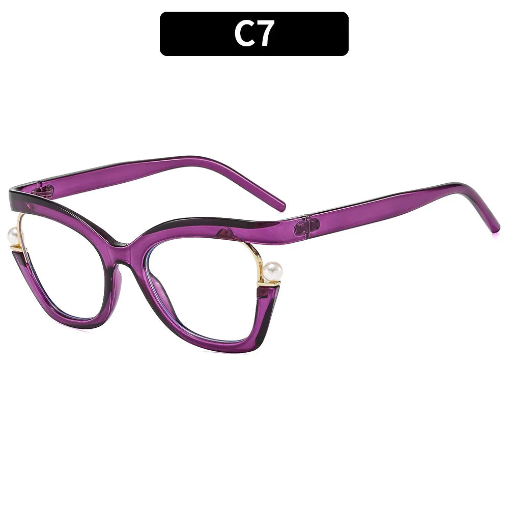 Purple Large Frame Anti Blue Light Elegant Glasses