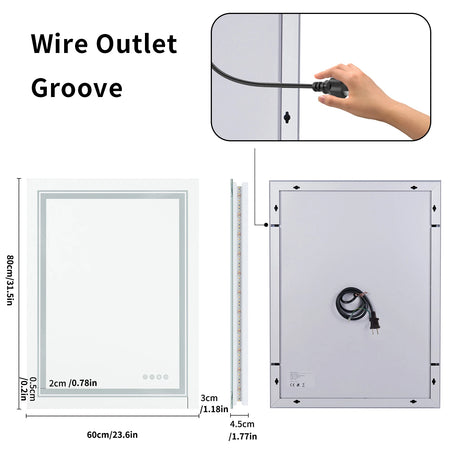 Large full-size RGB LED bathroom mirror with anti-fog and dimmable lighting, mounted vertically