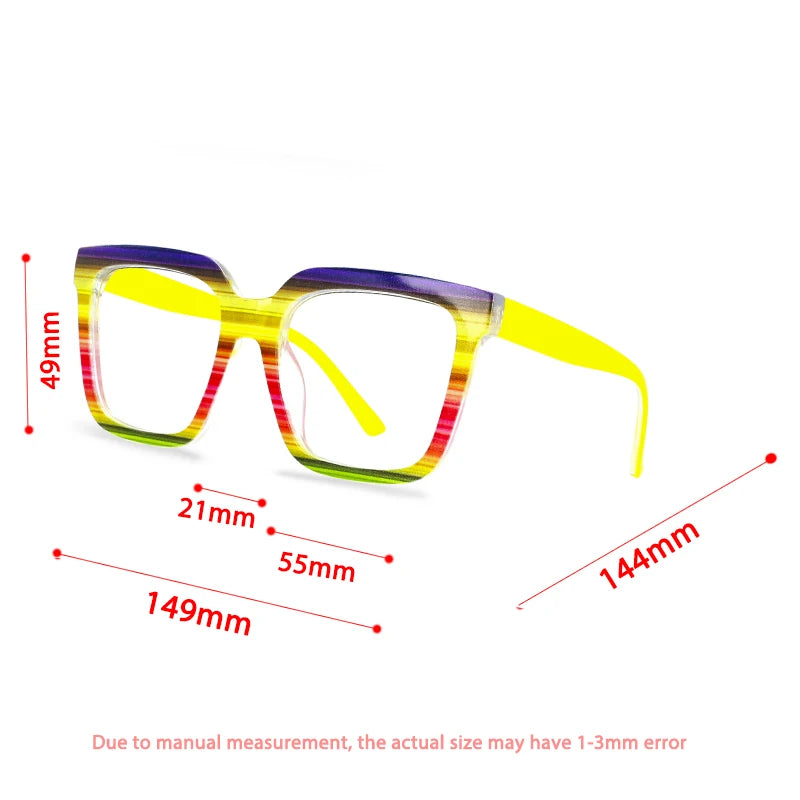 Size of Large Square Colorful Reading Eyewear