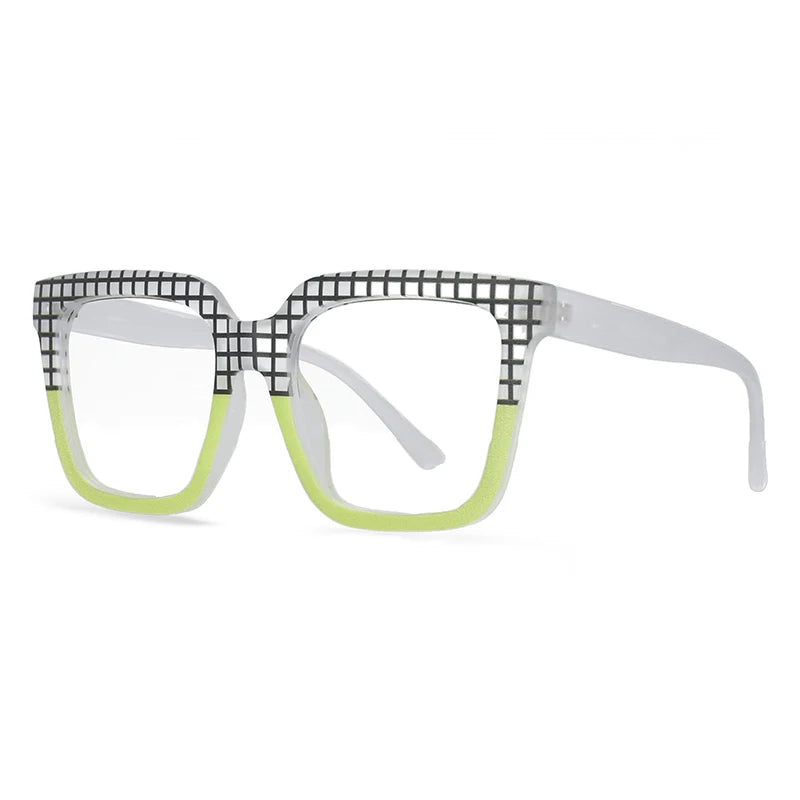 White Green Large Square Colorful Reading Eyewear