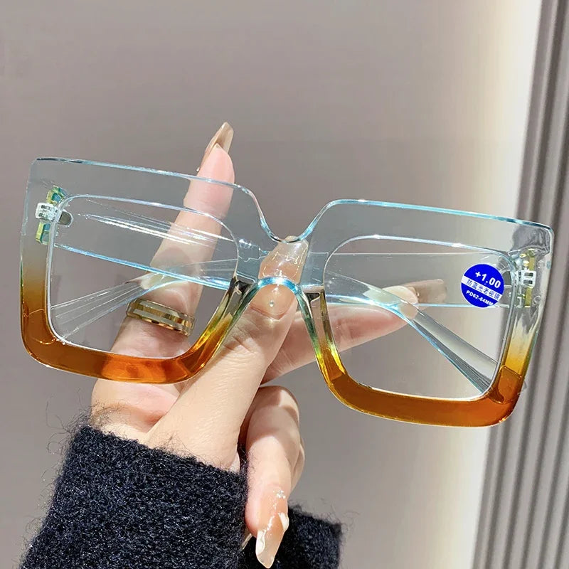 Transparent Large Square Frame Anti-Blue Light Reading Glasses