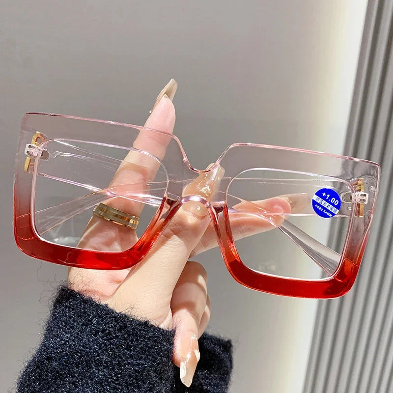 Transparent Large Square Frame Anti-Blue Light Reading Glasses
