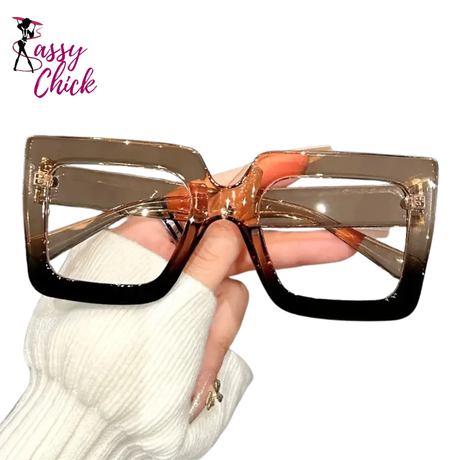 Large Square Frame Clear Lens Sassy Chick Logo