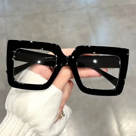 Black Large Square Frame Clear Lens