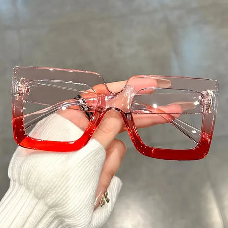 Transparent  Large Square Frame Clear Lens