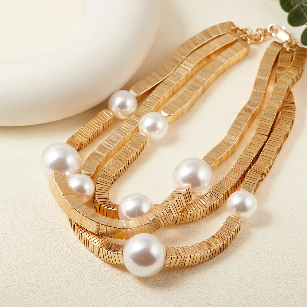 White Pearl Layered Pendant Pearl Necklace Jewelry