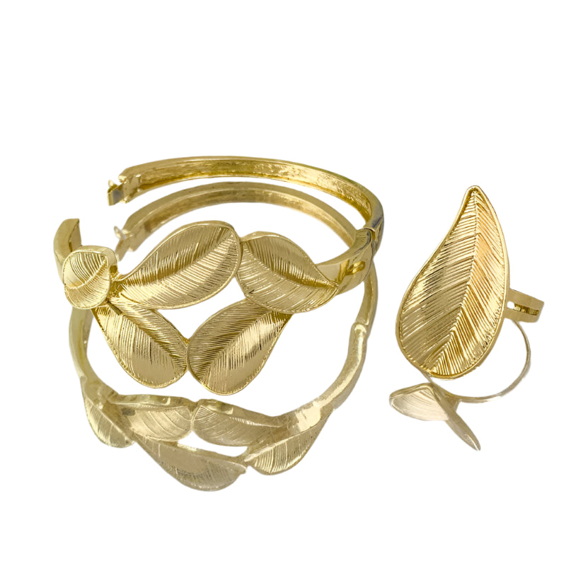 Leaf Shaped Gold Plated 4Pcs Jewelry Set