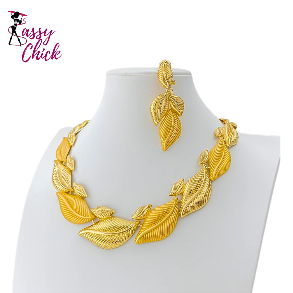 Leaf Shaped Party Jewelry Set Sassy Chick Logo