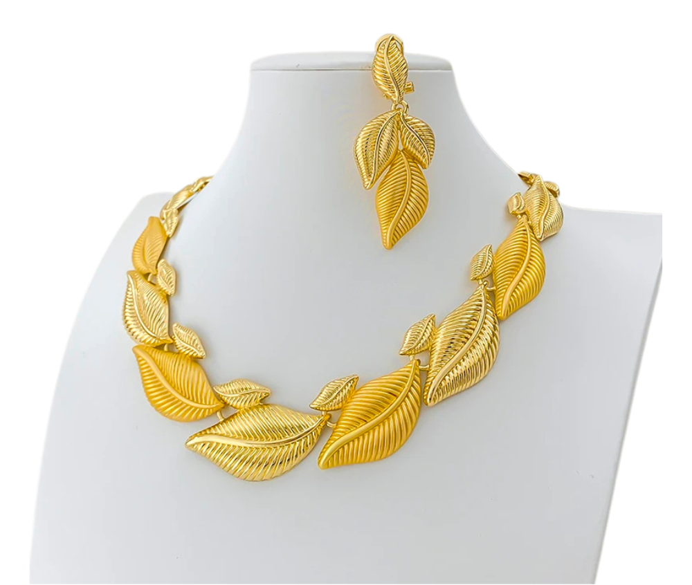 Leaf Shaped Party Jewelry Set