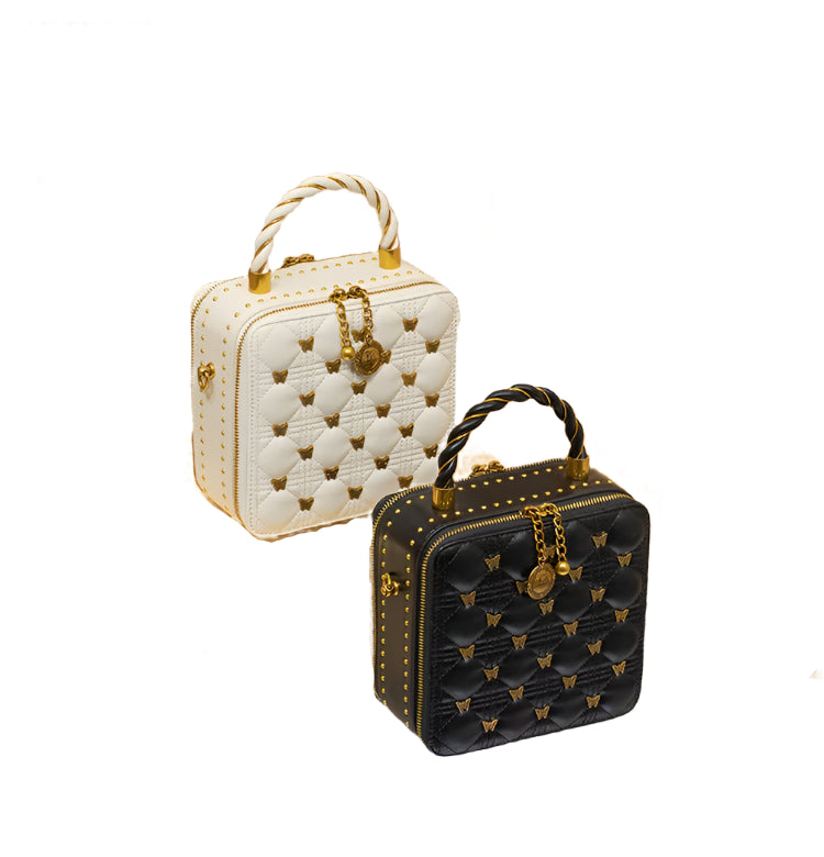 Leather High-end Designer Bucket Bag white black collection