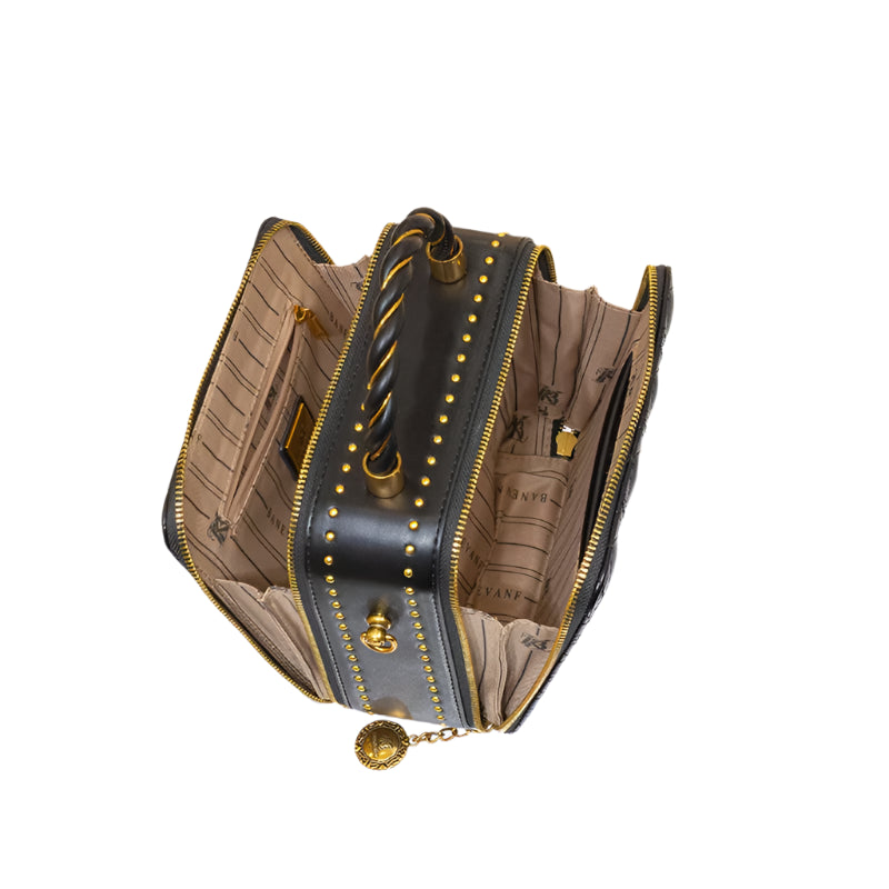 Leather High-end Designer Bucket Bag black compartment