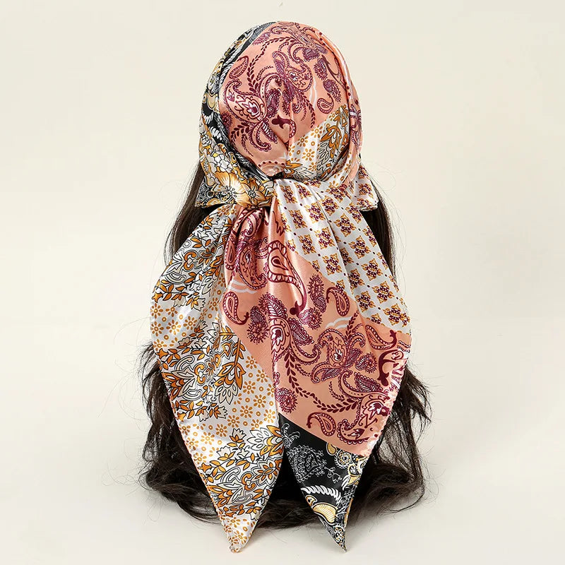 Pink Leopard 90*90cm Printed Square Luxury Designers Scarf