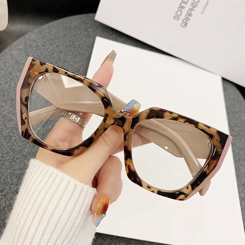 Leopard Anti Blue Ray Retro Myopia Eyeglasses