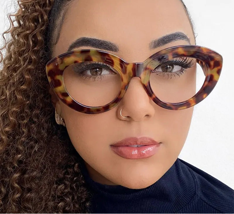 Model Using Leopard Big Frame Prescription Eyeglass