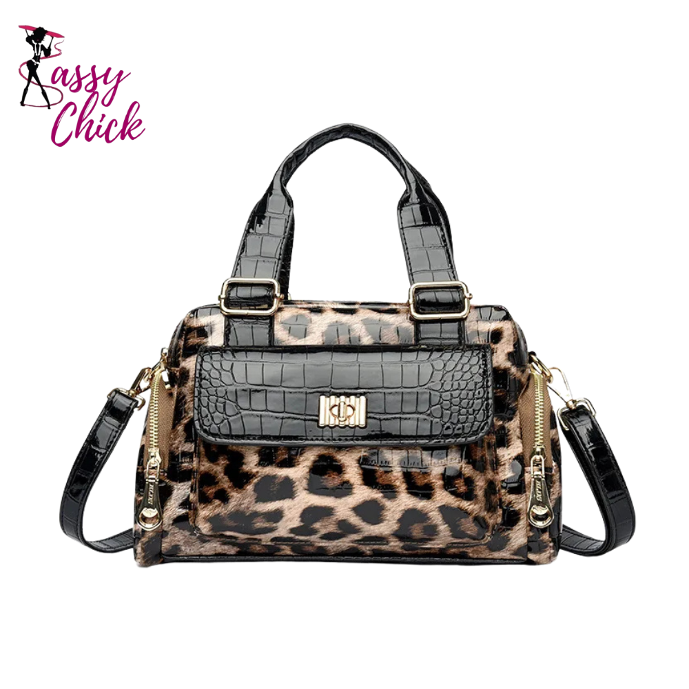 Leopard Crossbody Bags Large Capacity Sassy Chick Logo