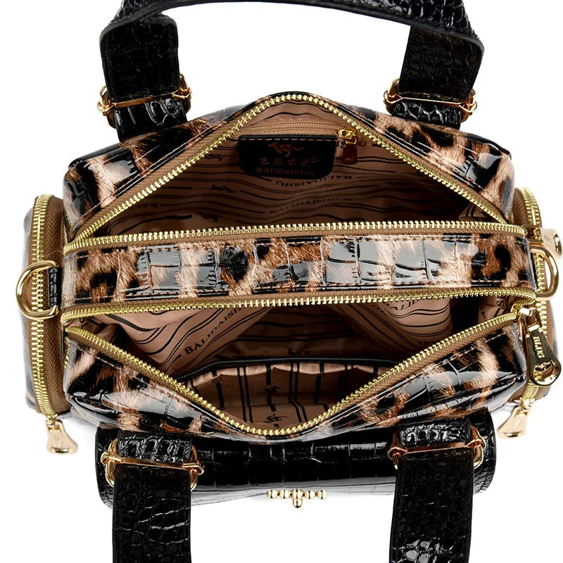 Compartment Leopard Crossbody Bags Large Capacity