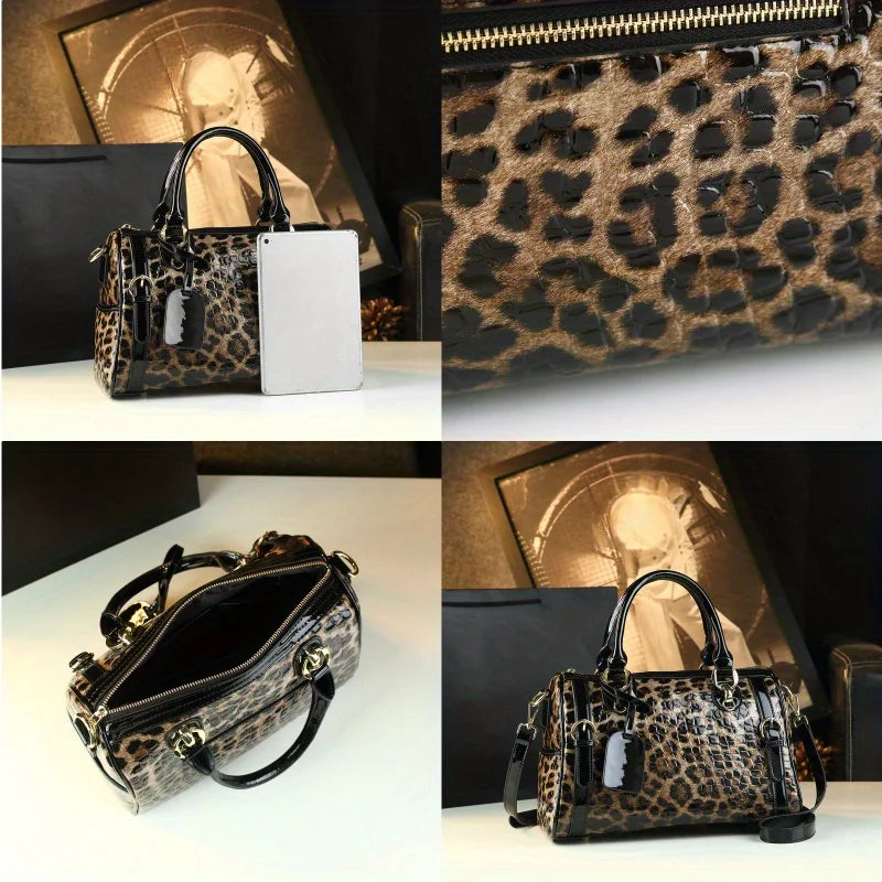 Details of Leopard Print Boston Pillow Handbag Bag