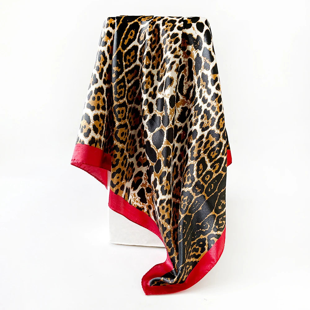 Leopard Print Silk Square Scarf