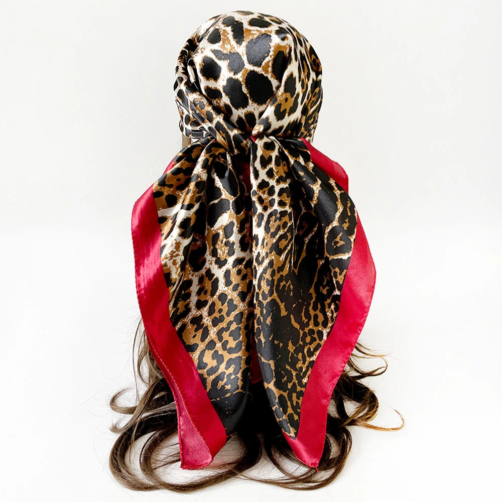 Leopard Print Silk Square Scarf