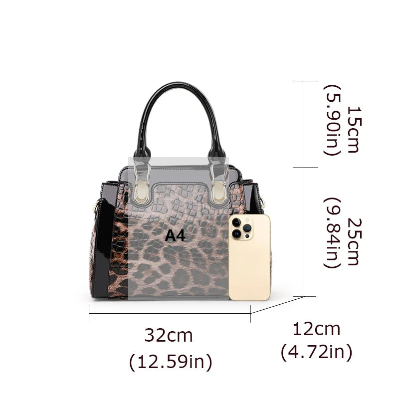 Size of Leopard Stone Patterned Large Capacity Handbag