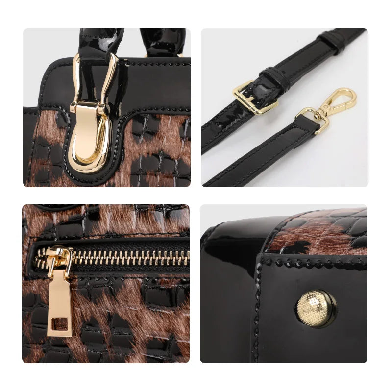 Details of Leopard Stone Patterned Large Capacity Handbag