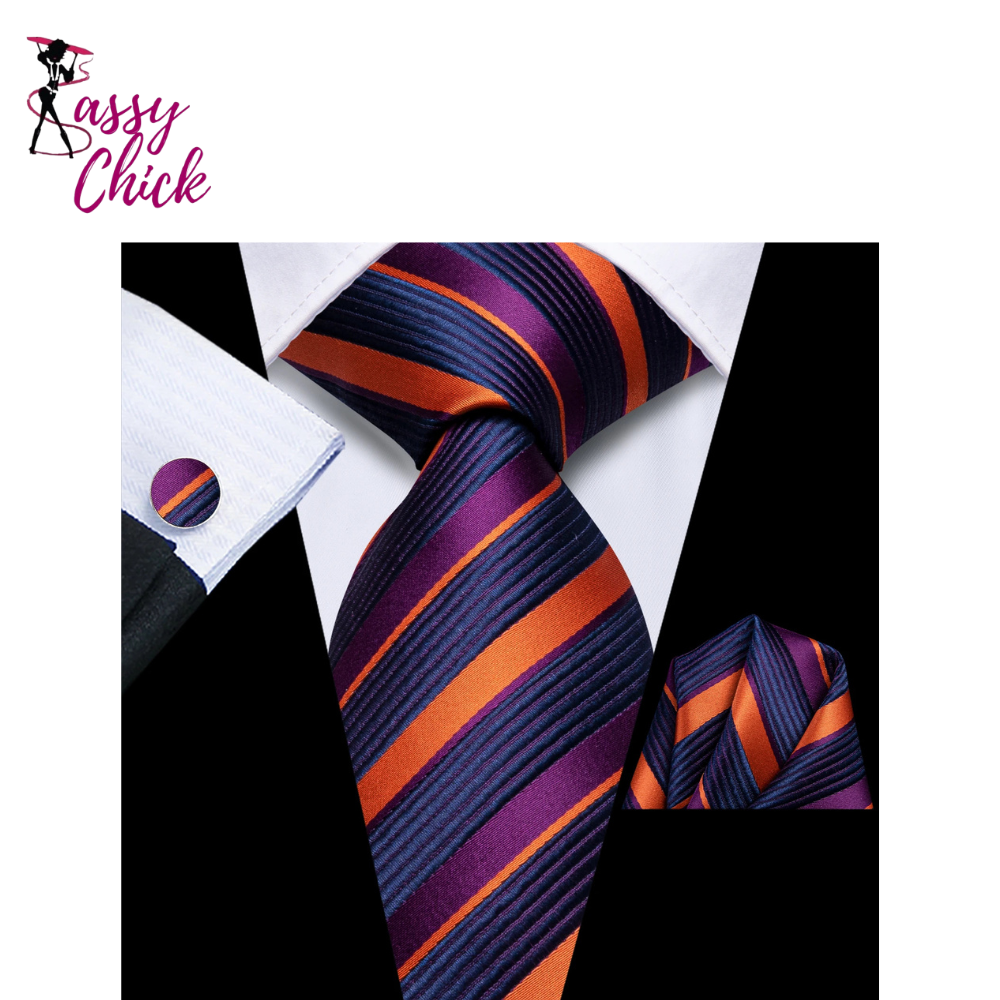 Light Color Striped Business Wedding Party Neckties Sassy Chick Logo