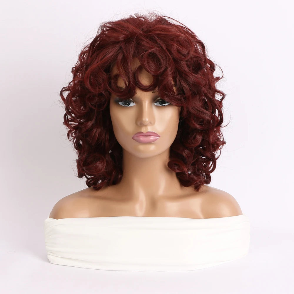 Red Light Gold Short Curly Synthetic Wig