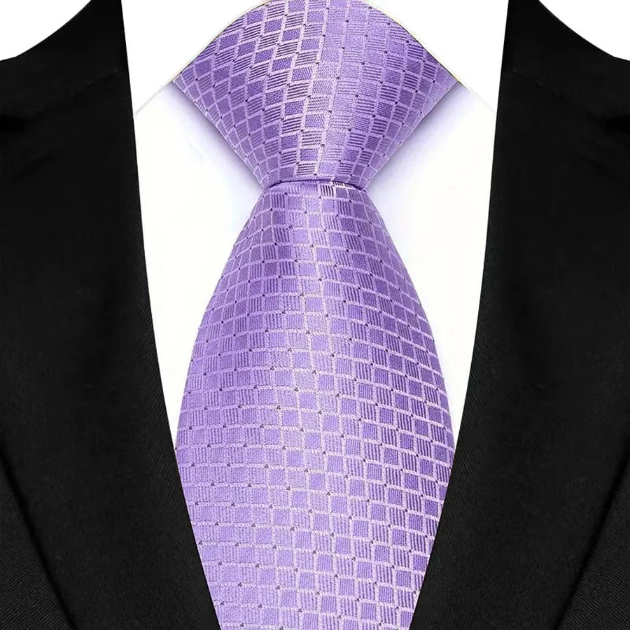 Purple Light Purple Color Stripes Floral Jacquard Woven Necktie