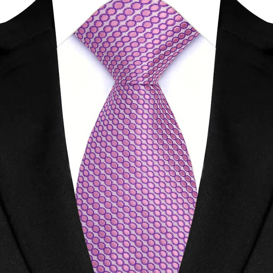 Light Purple Color Stripes Floral Jacquard Woven Necktie