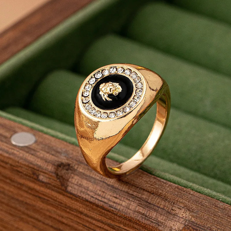 Ring Lion Head Pendant Jewelry Set for Women