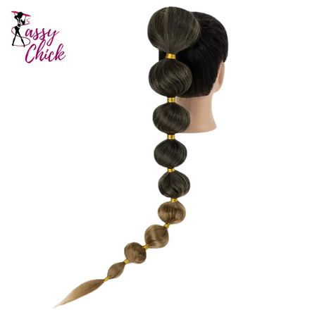 Long Bubble Braid Ponytail Sassy Chick Logo