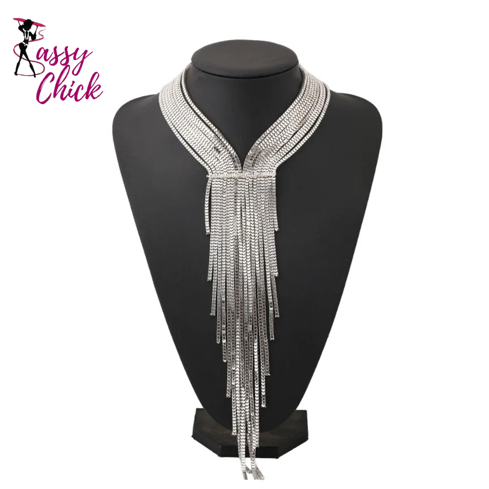 Long Chains Tassel Chunky Maxi Choker Necklace Sassy Chick Logo
