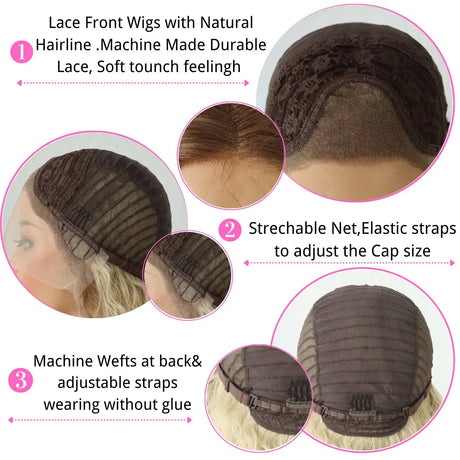 Long Curly Synthetic Lace Front  Honey Blonde Wig cap