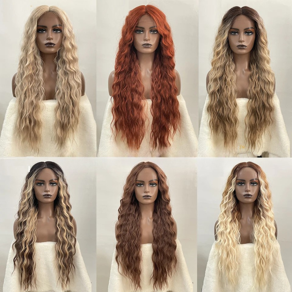 Collection of Long Deep Heat Resistant Synthetic Wavy Wigs