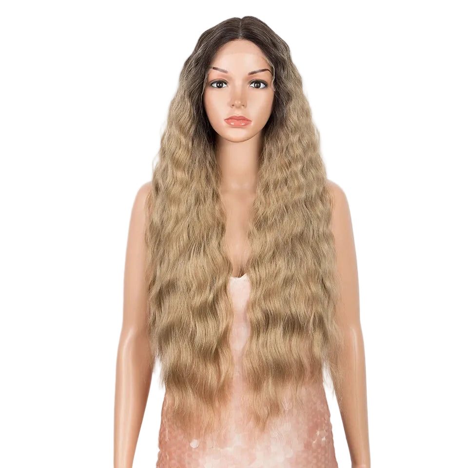 Blonde Long Deep Wavy Synthetic Lace High Temperature Wigs