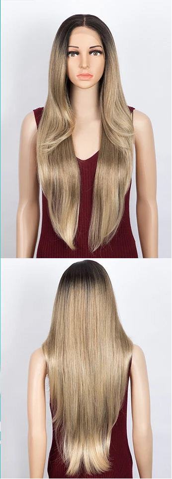 Blonde Long Straight 13X4 Lace Synthetic Lace Front Wig