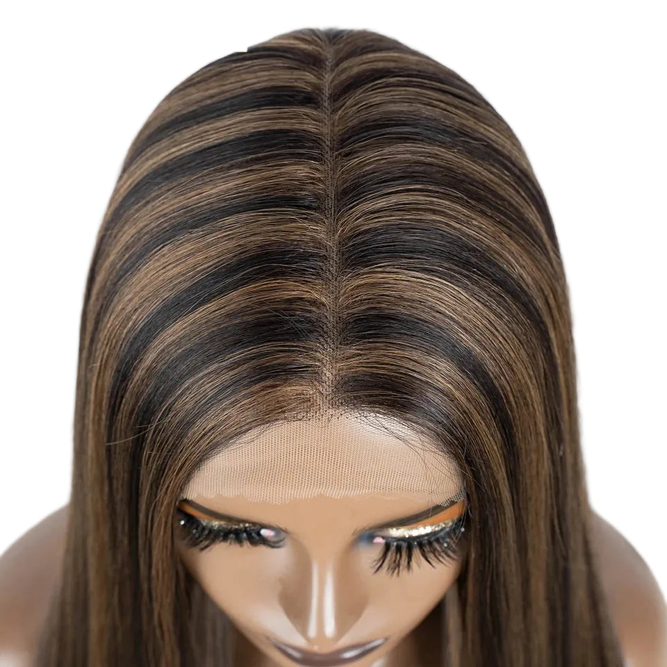 Long Straight 38 Inch Deep Part Synthetic Lace Front Wig