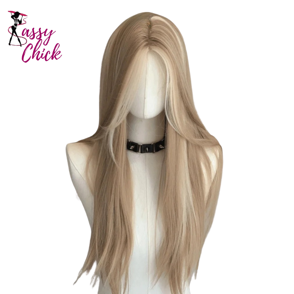 Long Straight Blonde Brown Blonde Lace Front Synthetic Wig Sassy Chick Logo