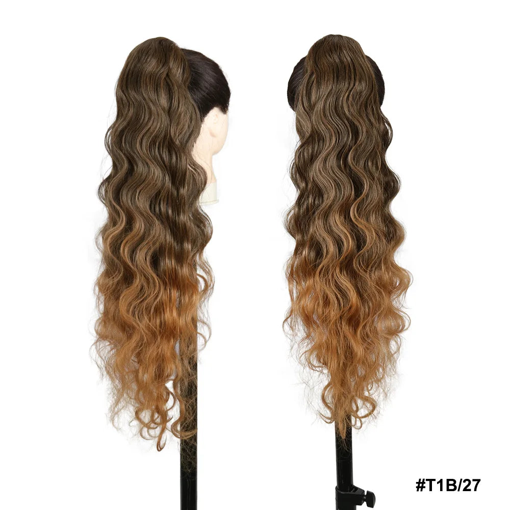 Long Straight Drawstring Ponytail Synthetic Hair Extensions