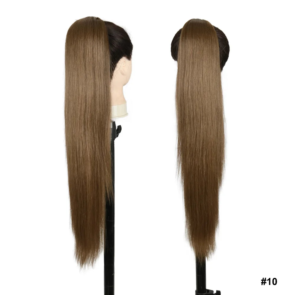 Long Straight Drawstring Ponytail Synthetic Hair Extensions