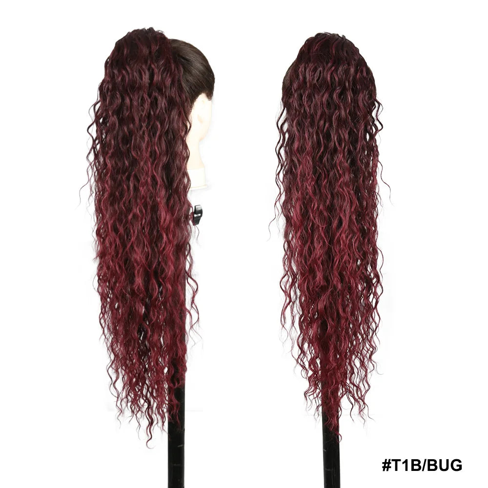 Long Straight Drawstring Ponytail Synthetic Hair Extensions