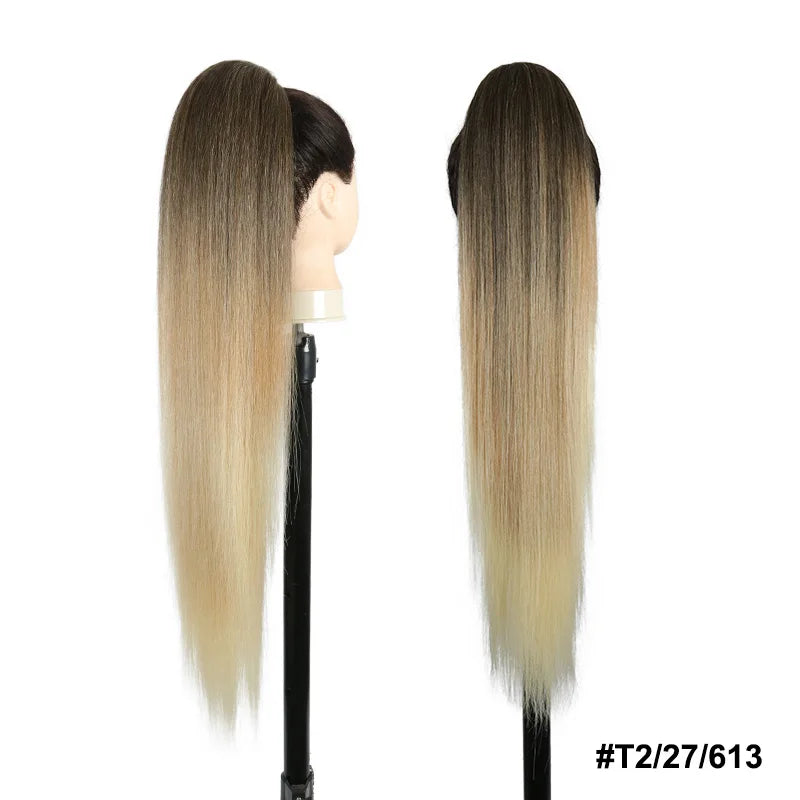 Long Straight Drawstring Ponytail Synthetic Hair Extensions