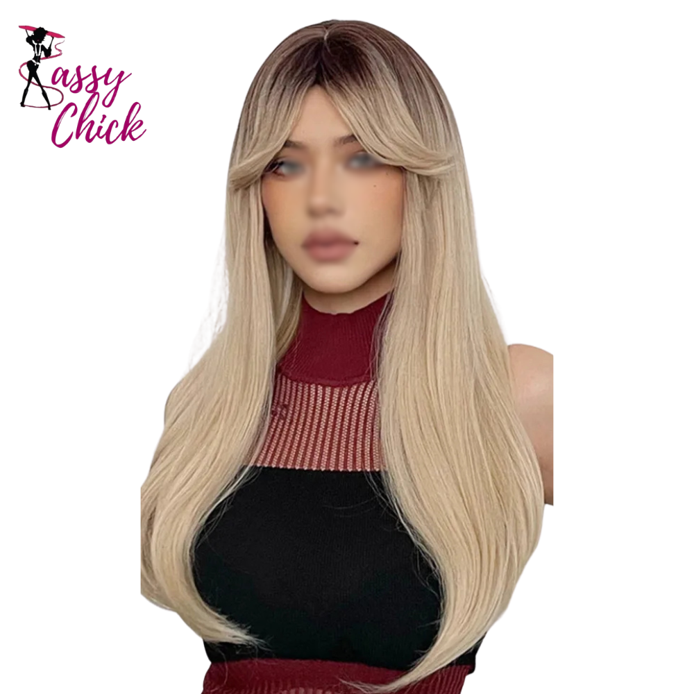 Long Straight Layered with Bangs Synthetic Wigs Sassy Chick Logo