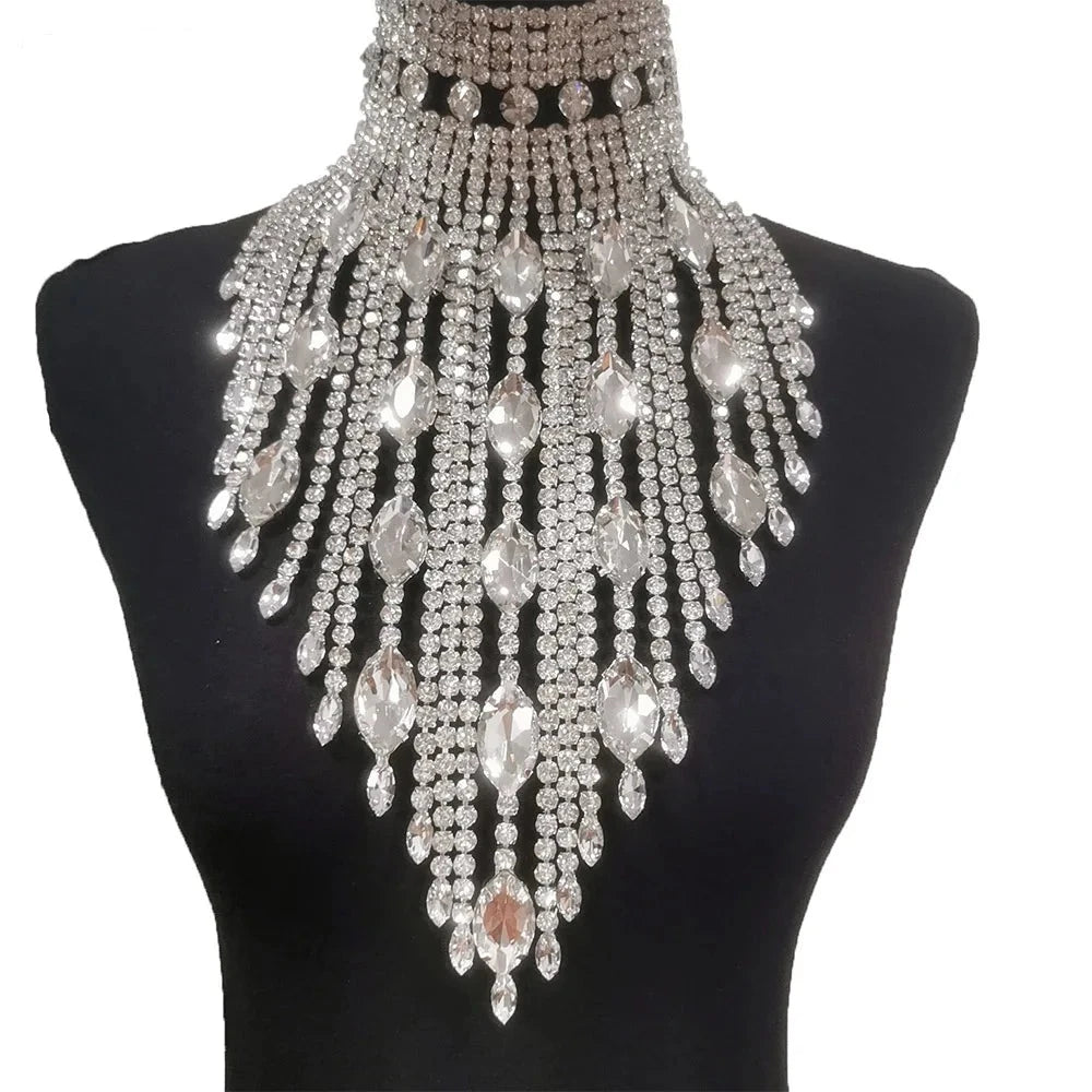 Silver Long Tassel Choker Necklace